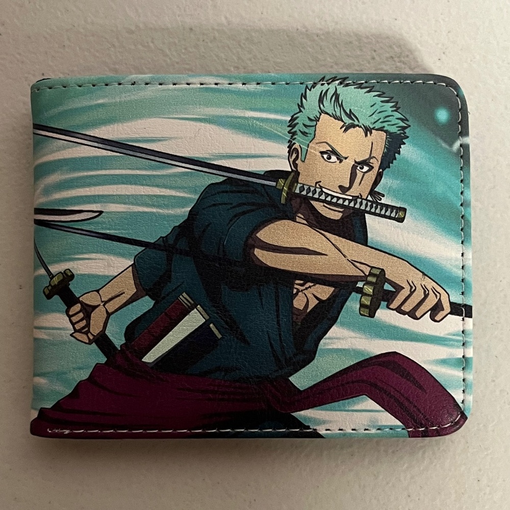 One Piece Roronoa Zoro Faux Leather Wallet New Green Anime Sword Luffy